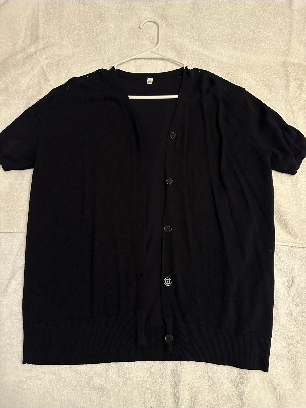 Women’s Black Button-Up Short Sleeve Sweater Cardigan